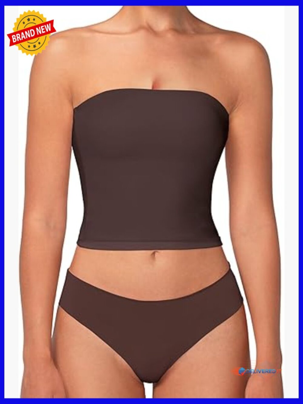 Sleeveless Strapless Tube Top Non-Slip Double Lined Crop Top Summer Basic